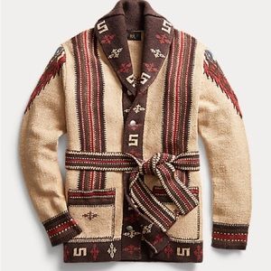 RRL Polo Ralph Lauren Belted Cardigan Southwestern Aztec NWT